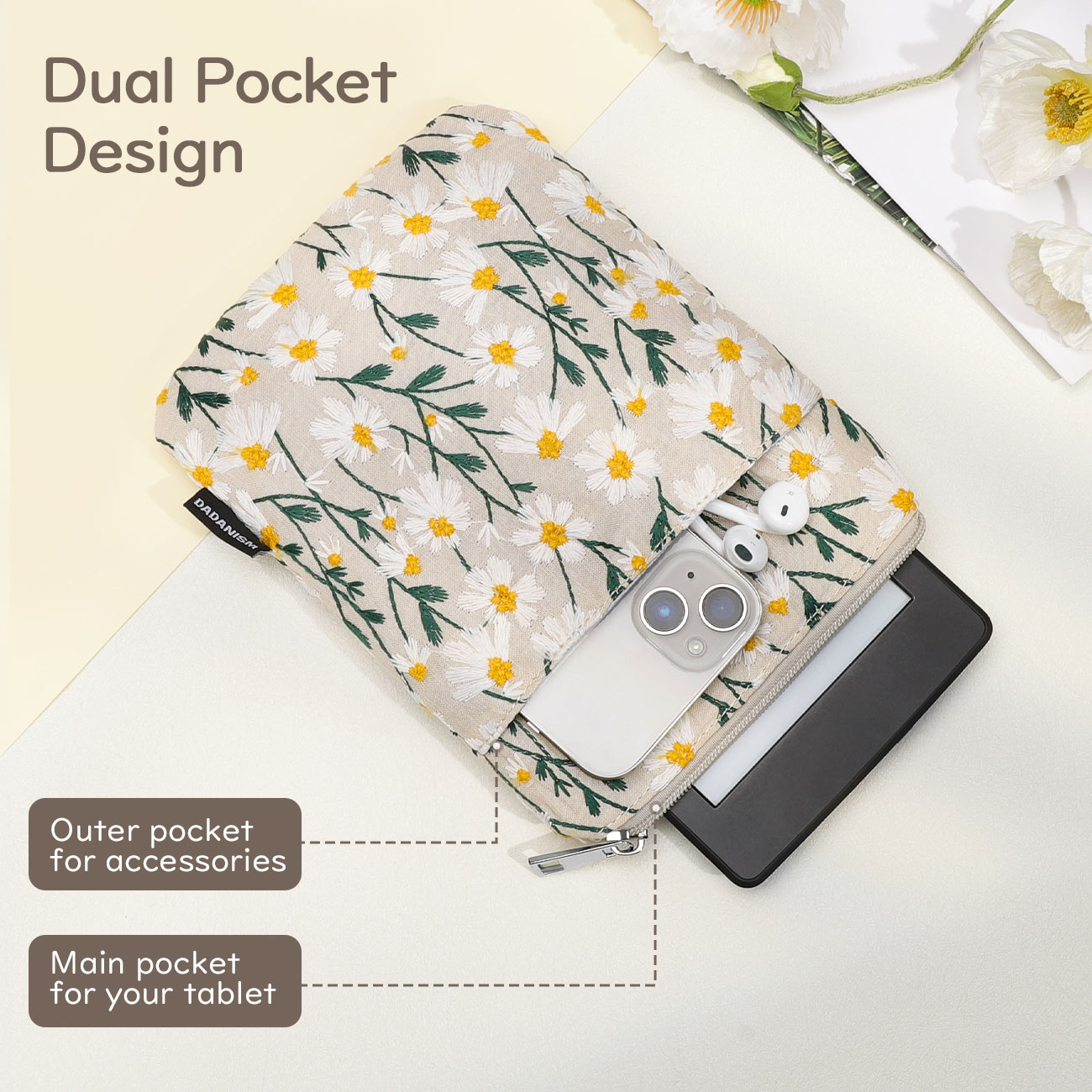 Embroidered Daisy Padded Sleev – обзор и цена Cool Tablet Accessories